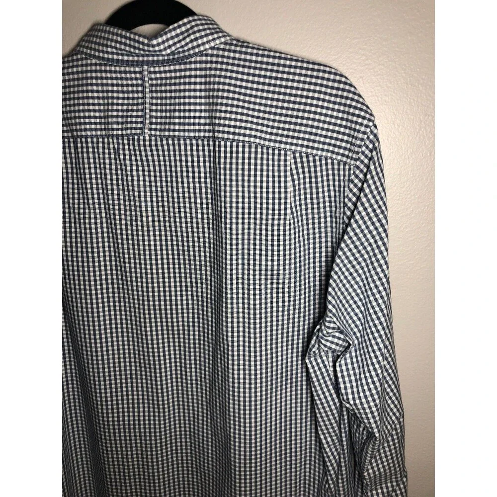 Banana Republic Custom 078 Wash Shirt Camden Fit Large L Blue  Plaid